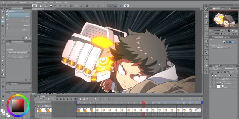 Animation editing screen (Title: Mecha-Ude)