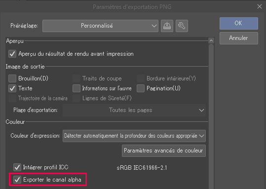 Exporter le canal alpha
