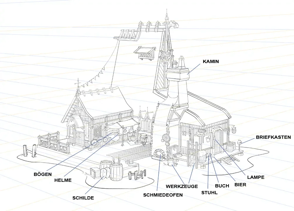 Hintergrunddesign für Animation, das eine 3D-Umgebung zeigt.