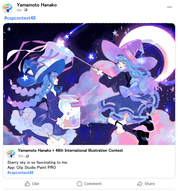 Example of Facebook entry