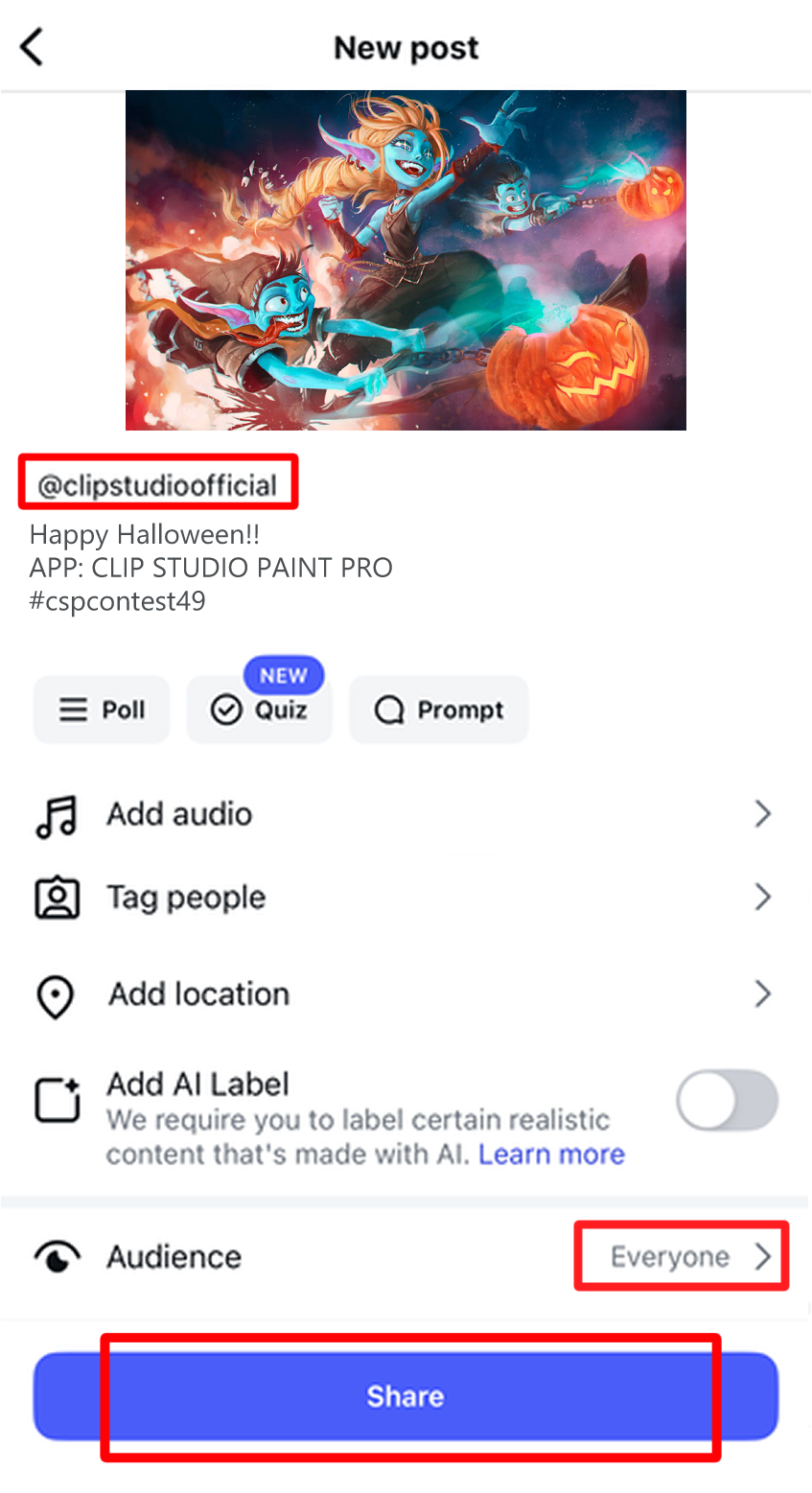 Example of Instagram entry