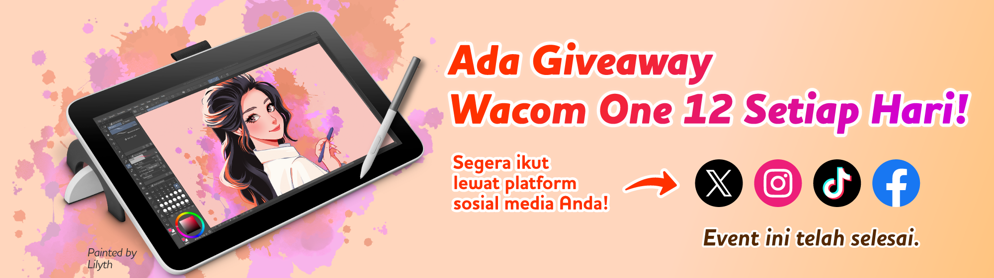 Ada Giveaway Wacom One 12 Setiap Hari! Segera ikut lewat platform sosial media Anda!