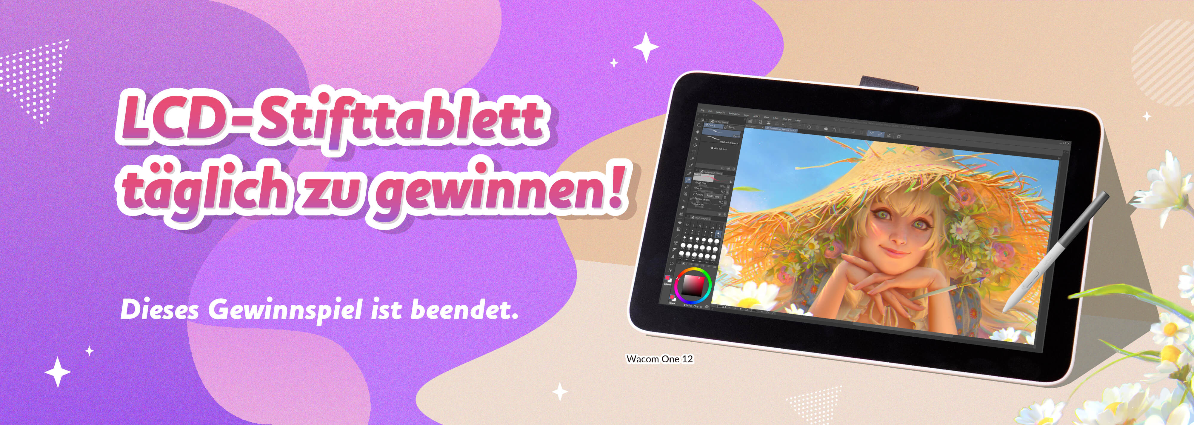 Jeden Tag ein Wacom One 12 gewinnen! Sechs Chancen! Ergreife die Gelegenheit!