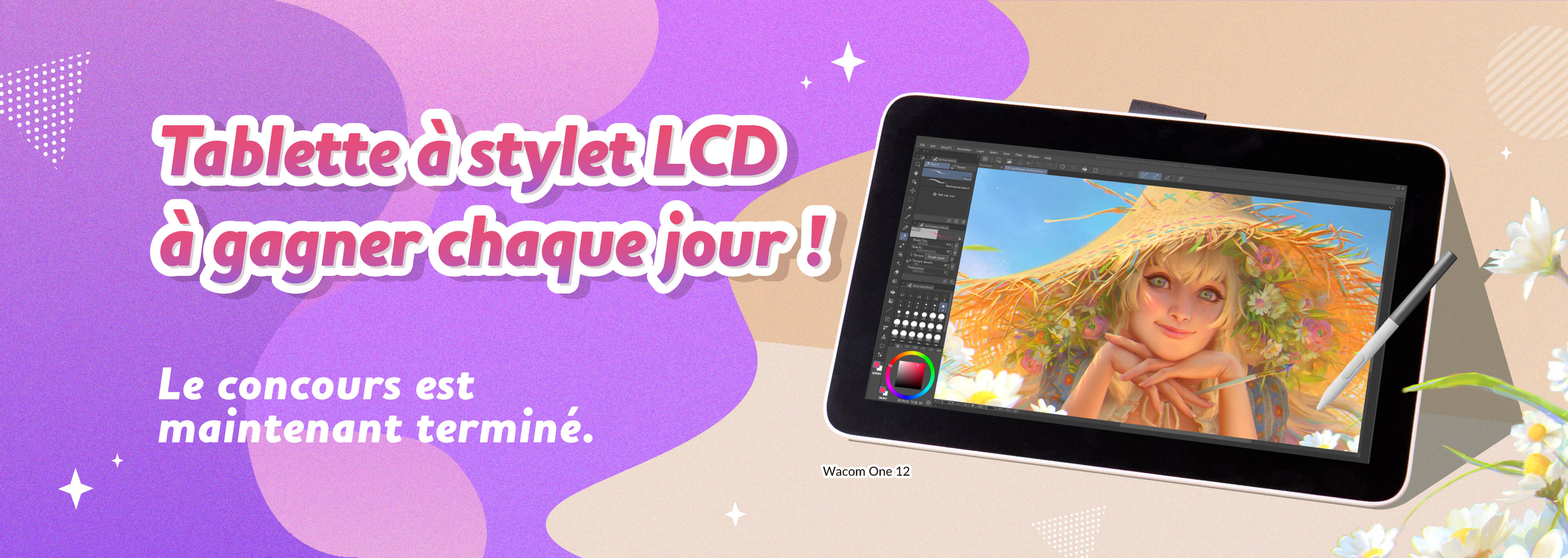 Un Wacom One12 à gagner par jour lors des soldes ! Jusqu'à 6 chances de gagner en participant tous les jours ! Tentez votre chance !