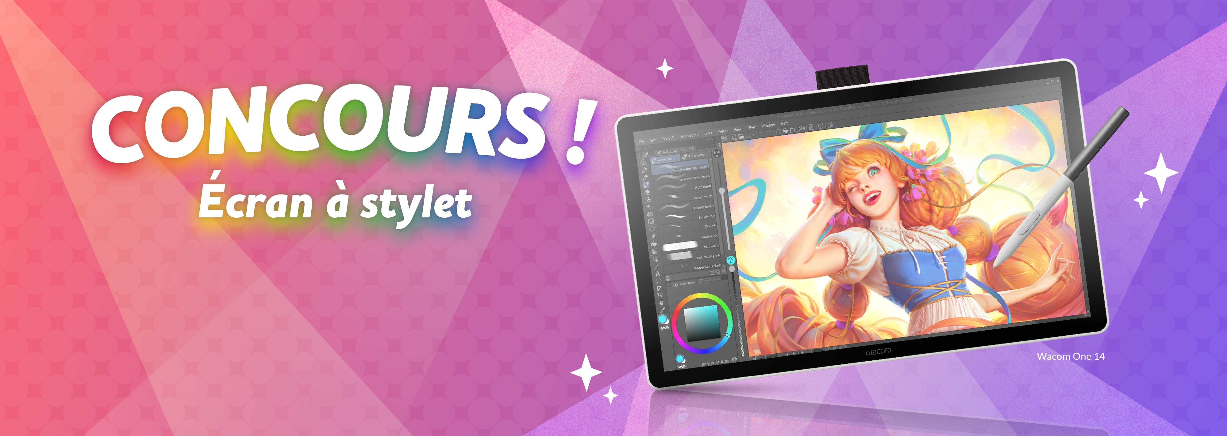 Un Wacom One14 à gagner par jour lors des soldes ! Jusqu'à 6 chances de gagner en participant tous les jours ! Tentez votre chance !