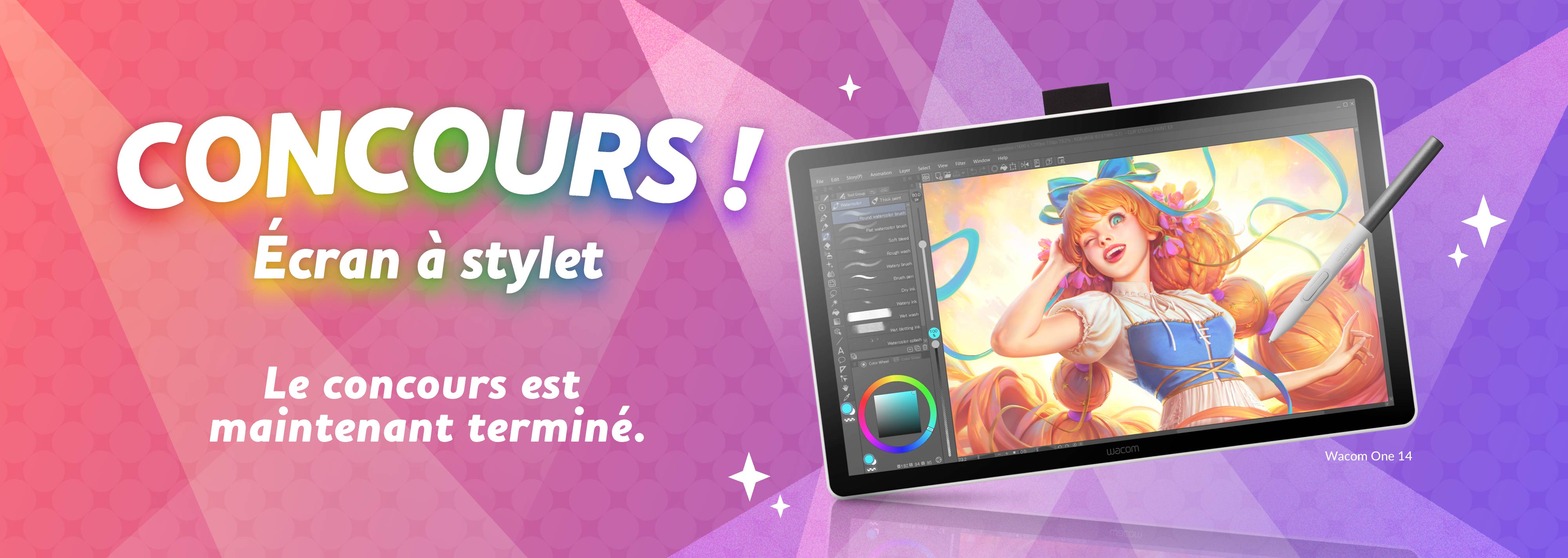 Un Wacom One14 à gagner par jour lors des soldes ! Jusqu'à 6 chances de gagner en participant tous les jours ! Tentez votre chance ! Le concours est maintenant terminé.