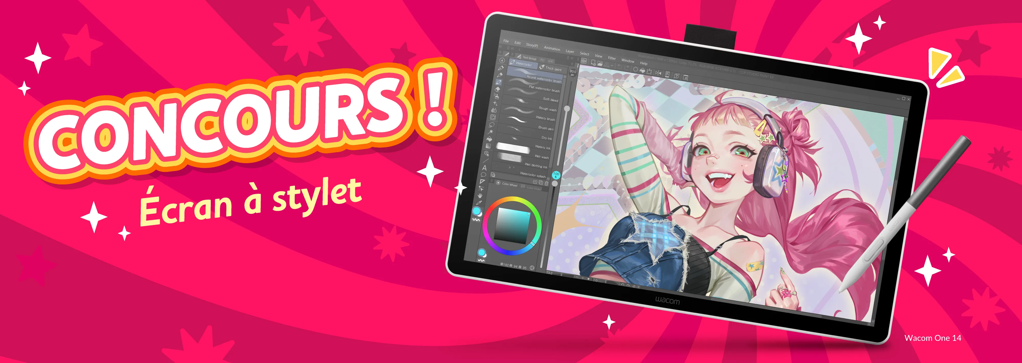 Un Wacom One14 à gagner par jour lors des soldes ! Jusqu'à 6 chances de gagner en participant tous les jours ! Tentez votre chance !