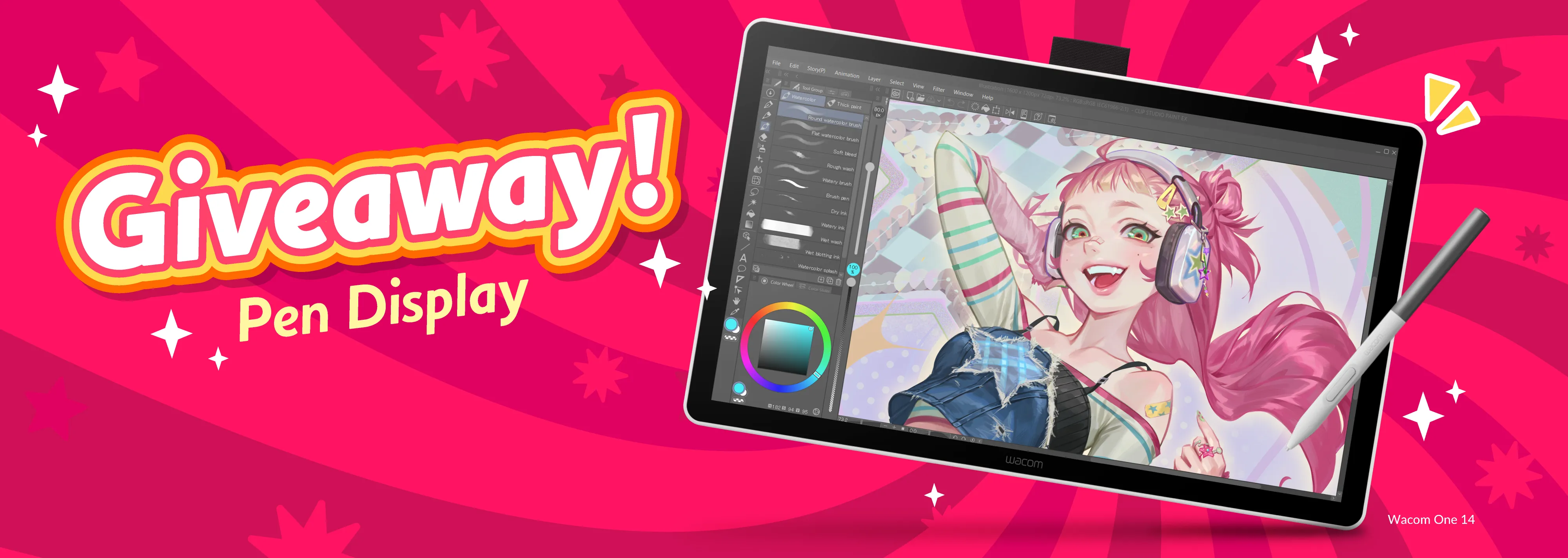 Kami memberikan give away satu Wacom One 14 setiap hari penjualan! Ikuti setiap hari untuk enam kali kesempatan menang!