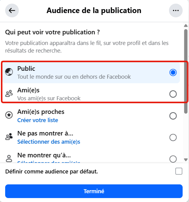 Exemple de participation sur Facebook