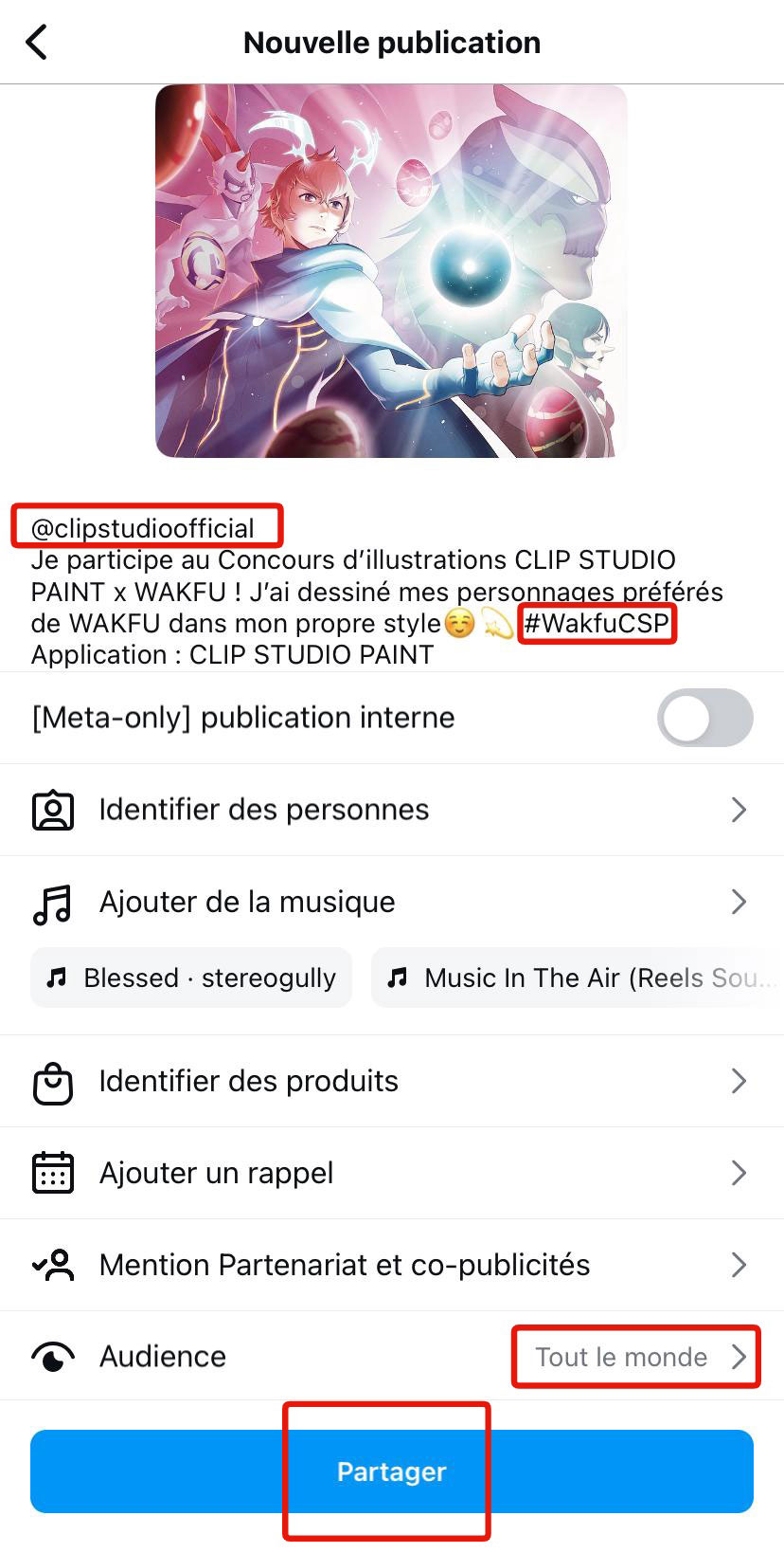 Exemple de participation sur Instagram