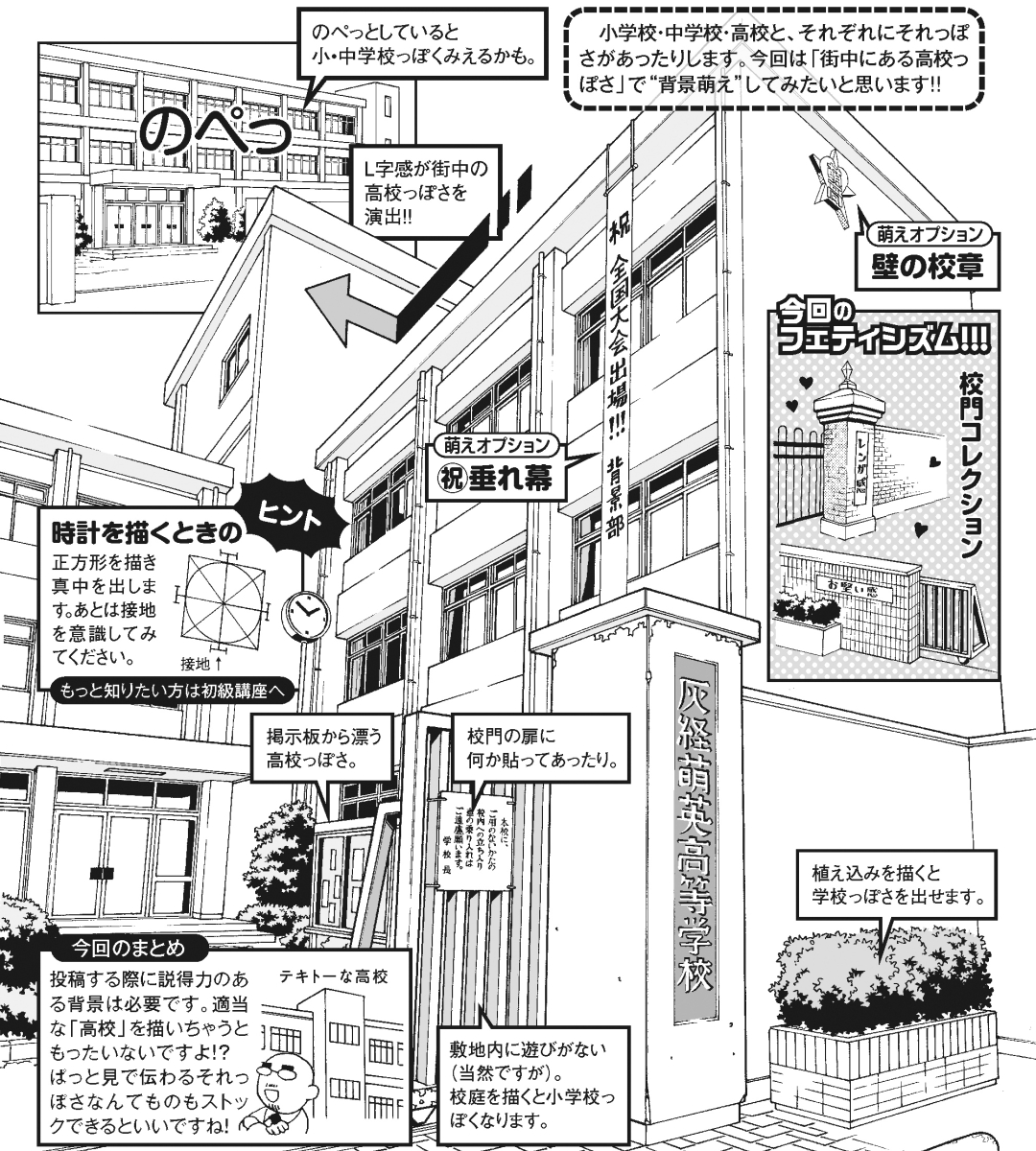 超級 背景講座 Maedaxの背景萌え 高校の校舎編 イラスト マンガ描き方ナビ