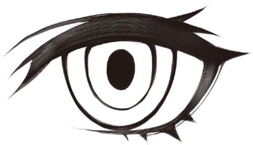 女性の目の描き方　線画を描く　例