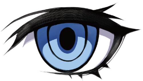 女性の目の描き方　瞳のグラデーションに濃淡をつける　例