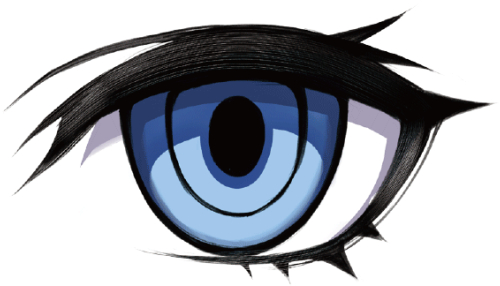 女性の目の描き方　瞳に影を塗る　例