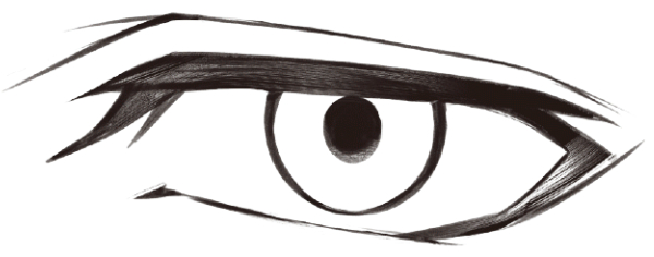 男性の目の描き方　線画を描く　例