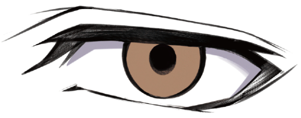 男性の目の描き方　白目の影入れ　例