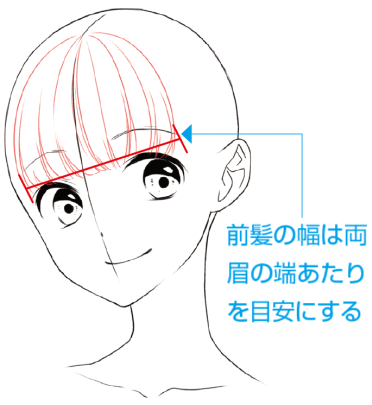 分け目 つむじの位置で悩まない 髪の基本的な描き方 イラスト マンガ描き方ナビ