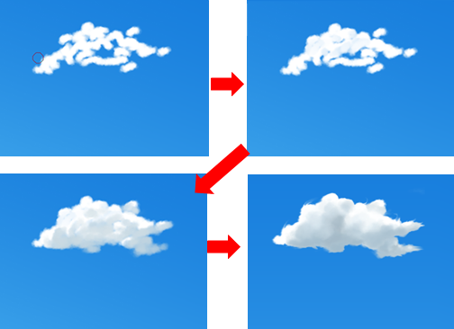 雲の塗り方　立体感を意識する　例　描き方