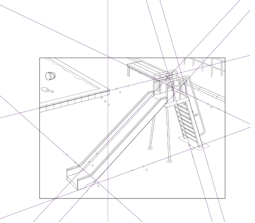 パース講座 マンガの背景 斜め方向の消失点の取り方 イラスト