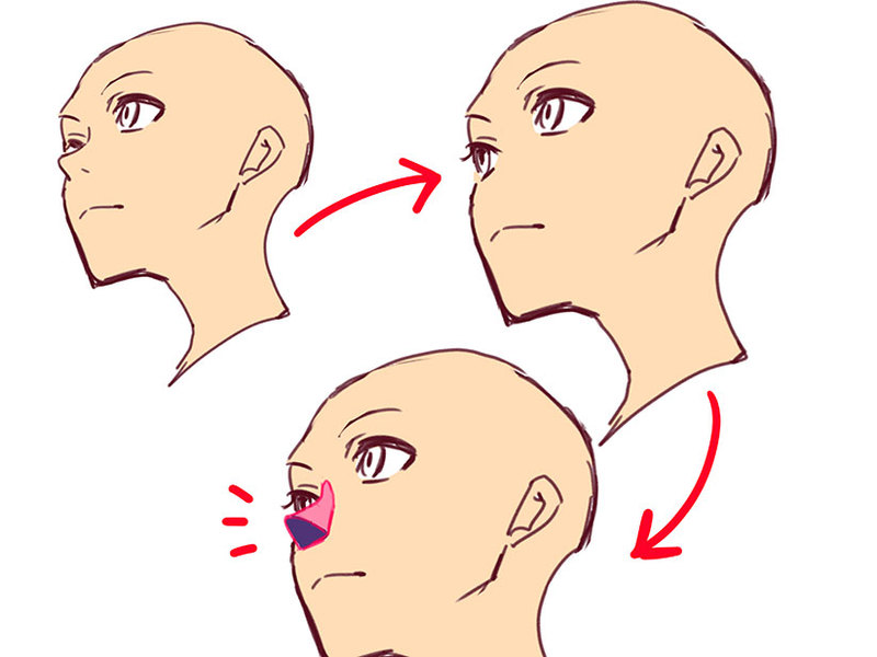 顔の角度　鼻の描き方