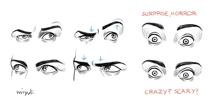 Exaggerating eyebrow movement to make more expressive eyes