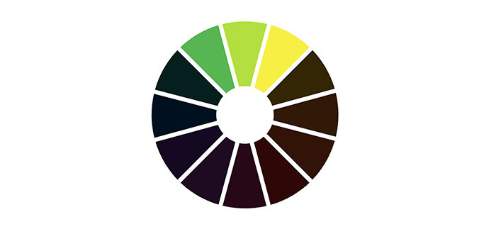 配色講座　明度を変える場合は、色温度（色相）も変える　類似配色