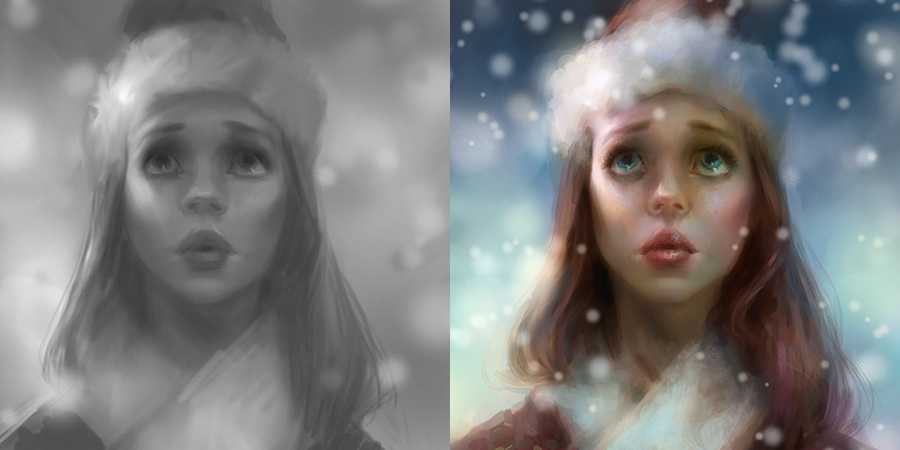 Grayscale to Color: Digital Character Painting