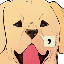Drawing tip for drawing a dog face: dog nostrils look like commas