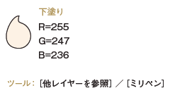 肌塗りテクニック　下塗り色　RGB色