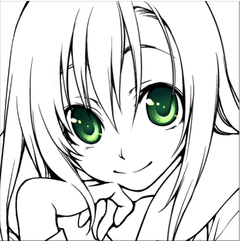 Manga girl with green eyes