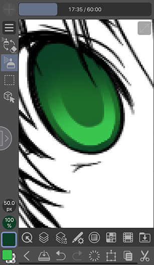 Closer look at the different shades of the manga eye
