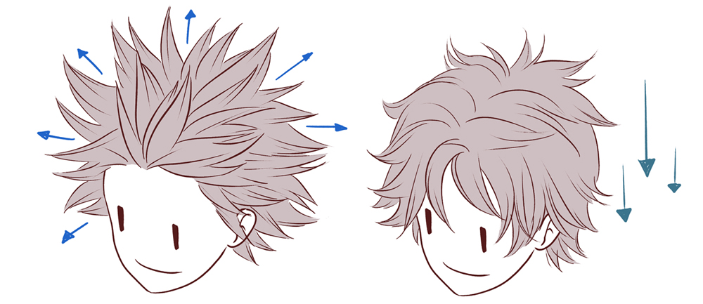 Draw long hair according to gravity