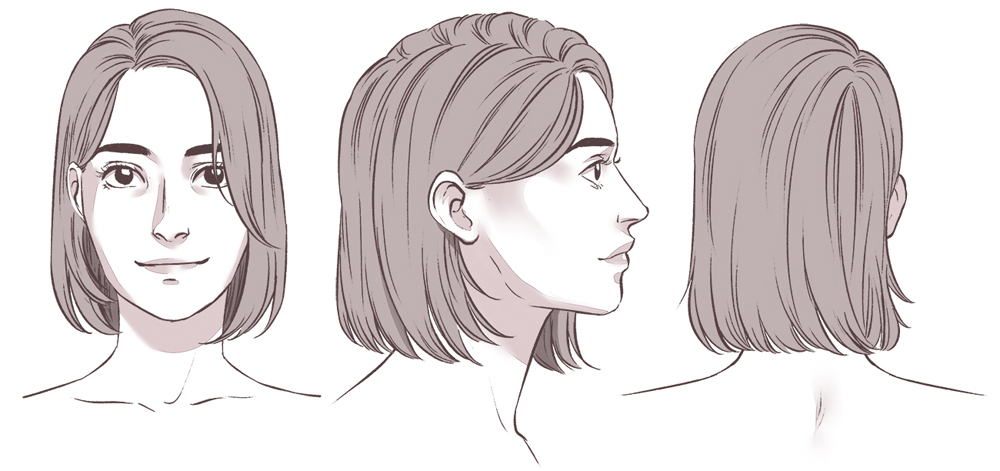 Finished hair drawing example
