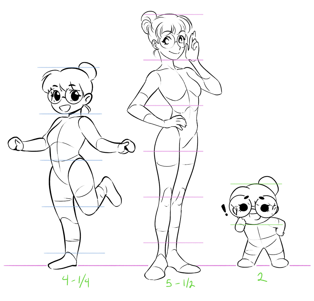Body proportions can be adjusted for your own drawing style