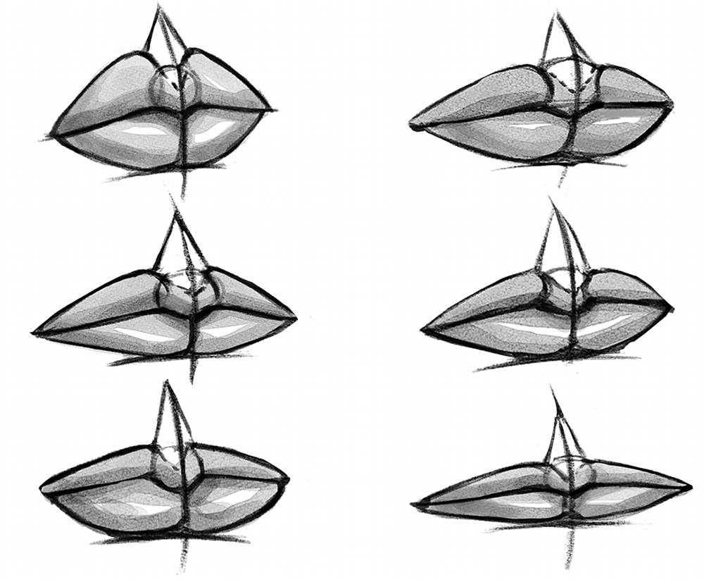 How to draw lips of different shapes including masculine lips and feminine lips