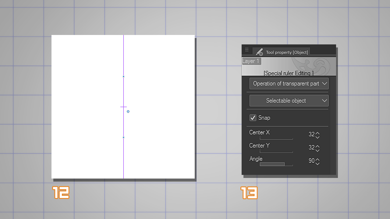 Adjust your drawing guide to the center