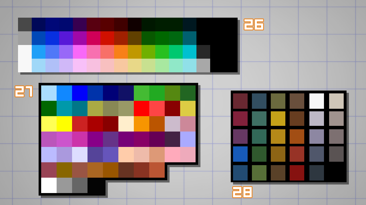 Video game pixel art color palettes