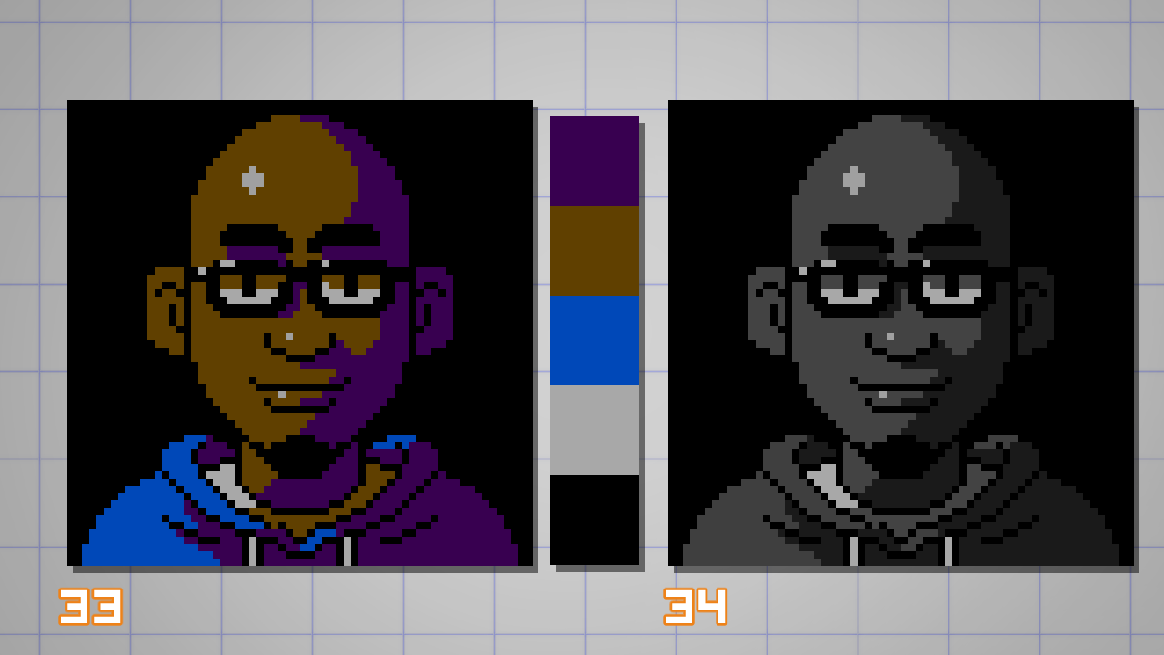 The pixel portrait with highlights