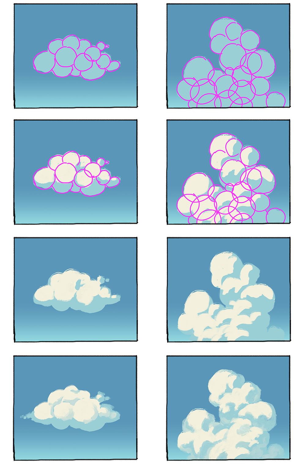 how to draw realistic clouds