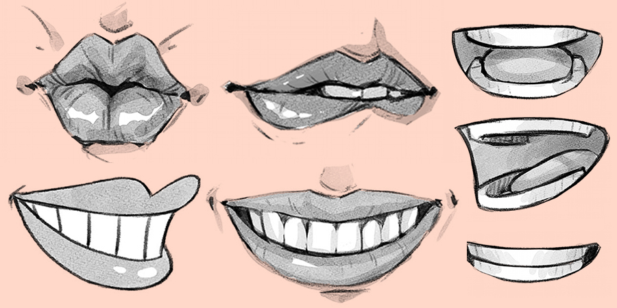How to draw a mouth and lips
