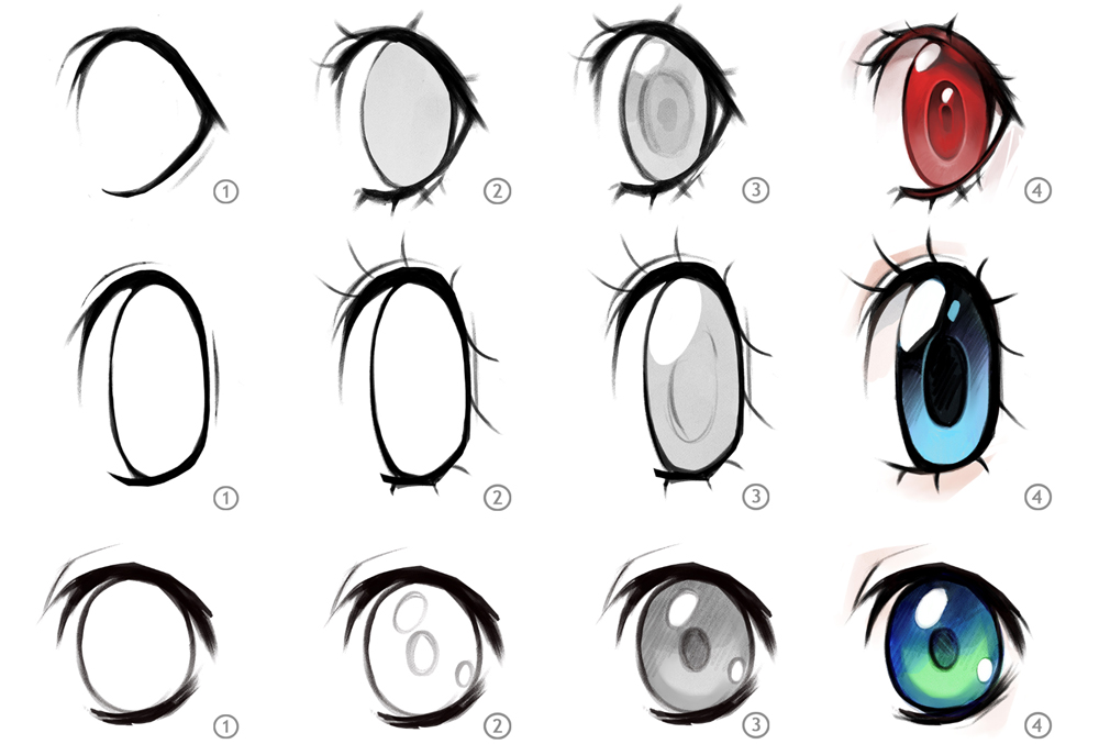 Different color anime eyes