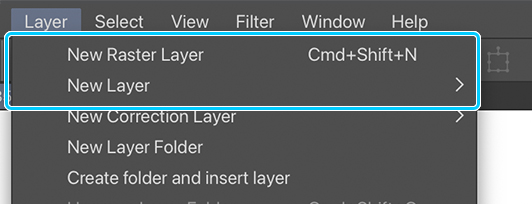 Layer menu options for Clip Studio Paint