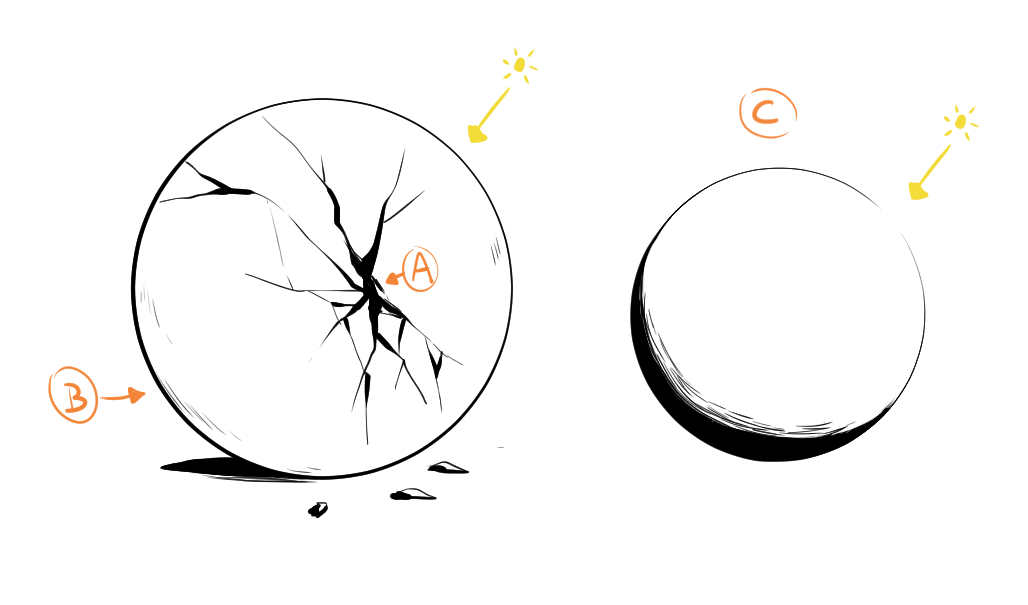 Express light and shadow with different line thicknesses and strokes in your lineart.