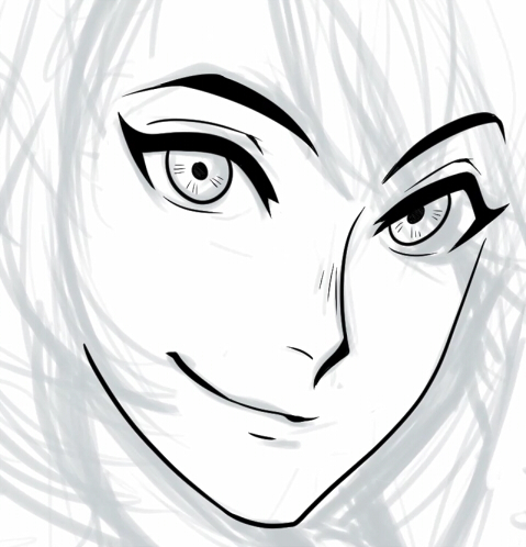 The line art for the anime-style face is finished.
