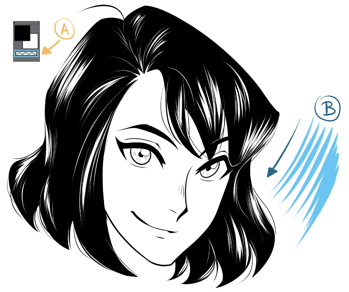 Draw highlights to the hair to give it depth and texture to your anime character.