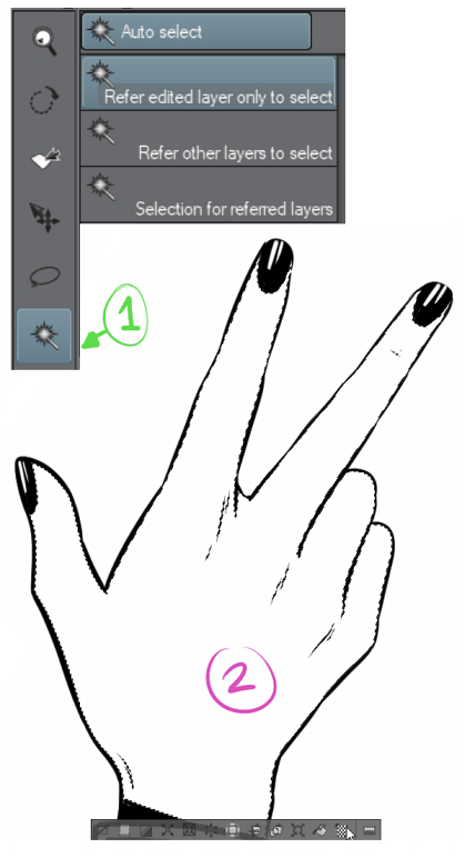 To apply a Layer mask, first select Auto select and click inside the hand outline.