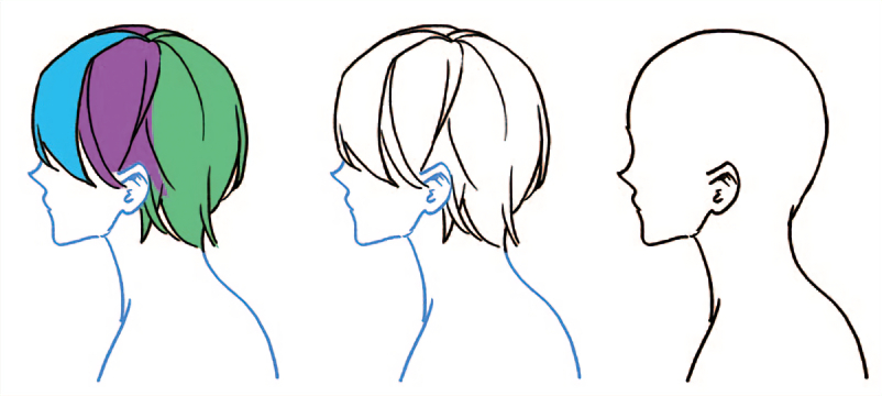 ▽慶太の髪の構造図（側面）