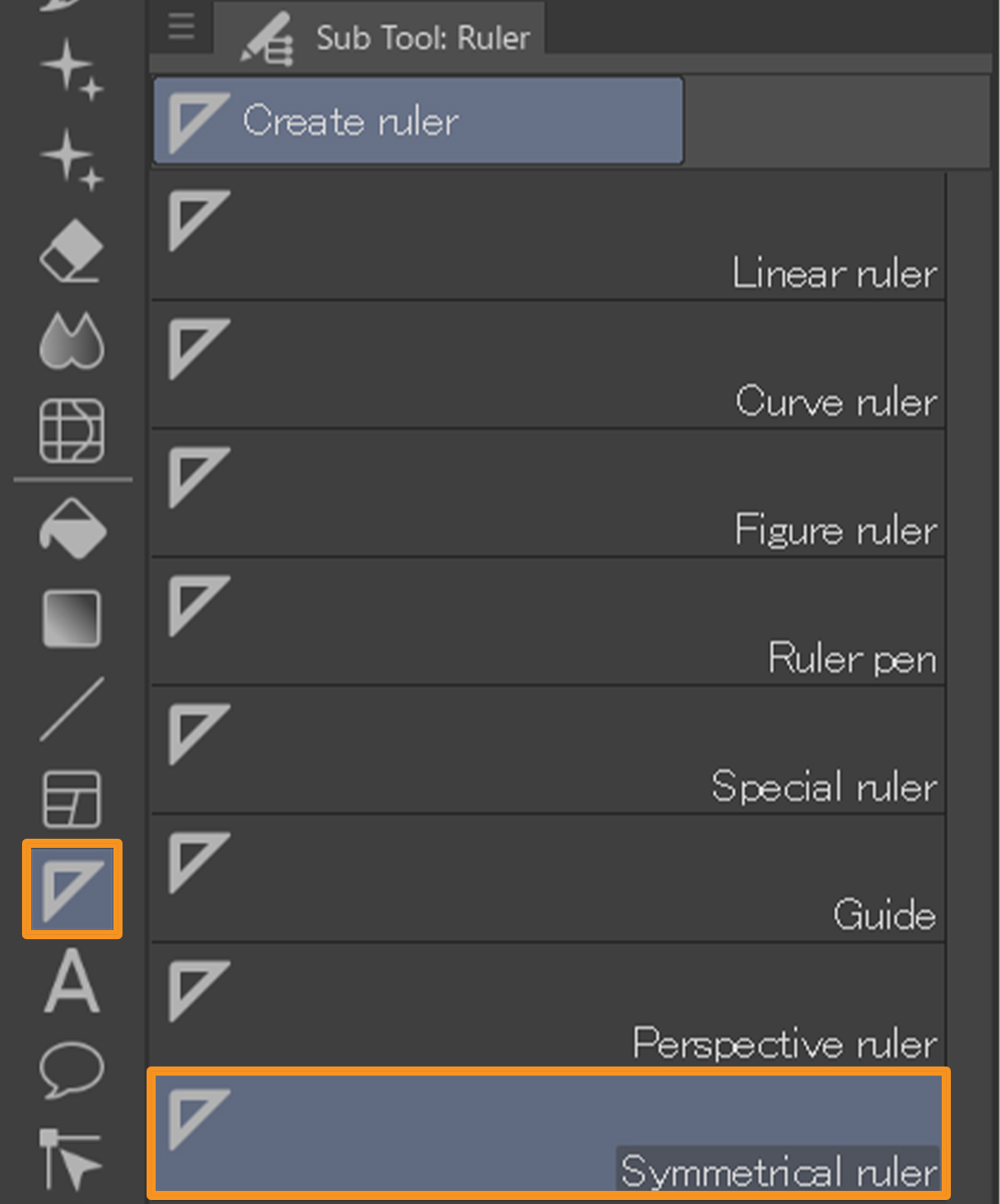 symmetrical ruler tool clip studio paint tool box