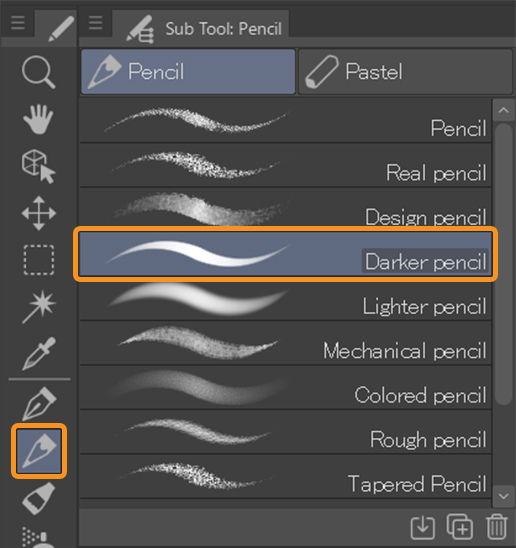 clip studio paint sub tools prencil tool darker pencil