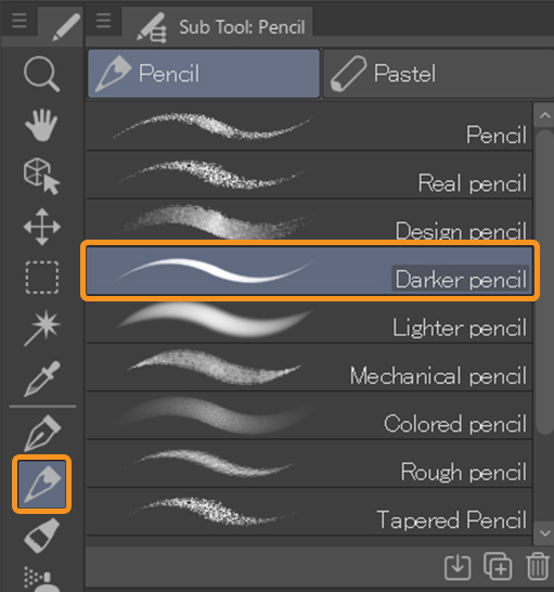 clip studio paint sub tools pencil tool darker pencil